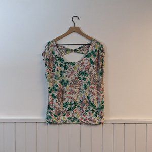 LC Lauren Conrad XL Floral Knit Blouse with Bow